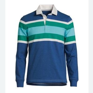 Lands' End Y2K men's large long-sleeve rugby polo shirt 100% cotton